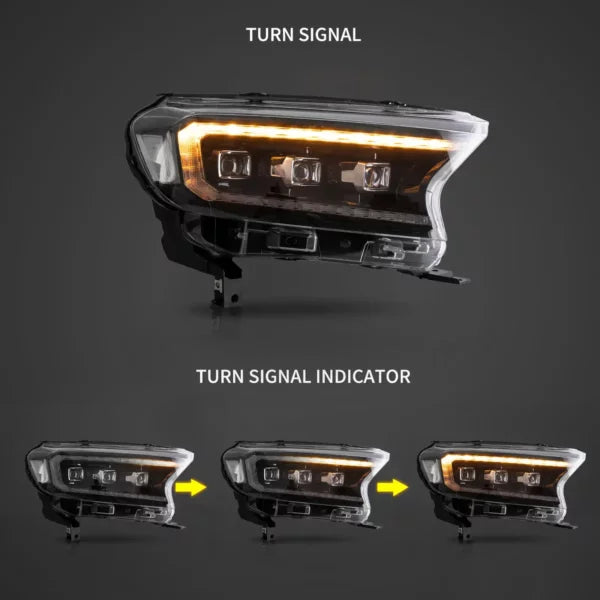 Ford Ranger VLAND Headlights Tri-Projector style 2016+