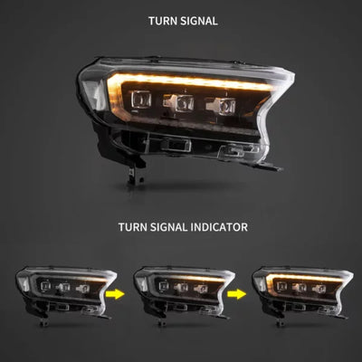 Ford Ranger VLAND Headlights Tri-Projector style 2016+