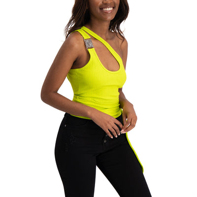 CLAIRE GREEN A-SYMERTRICAL STRAPPY TOP