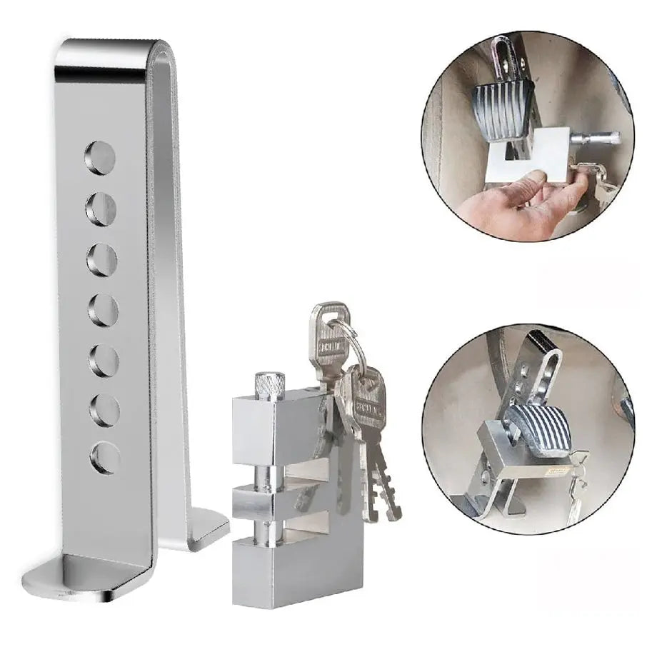 Universal Anti-Theft Stainless Steel Brake / Clutch Foot Pedal Lock Kit