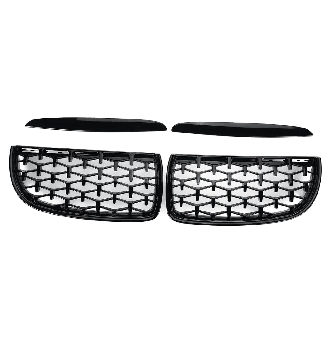 MILLION STAR KIDNEY GRILLS SUITABLE FOR BMW E90 09-12 GLOSS BLAC