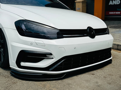 VW GOLF 7 / 7.5 / 7R / 7TSI KERSH 3PCE FRONT SPOILER GLOSS BLACK