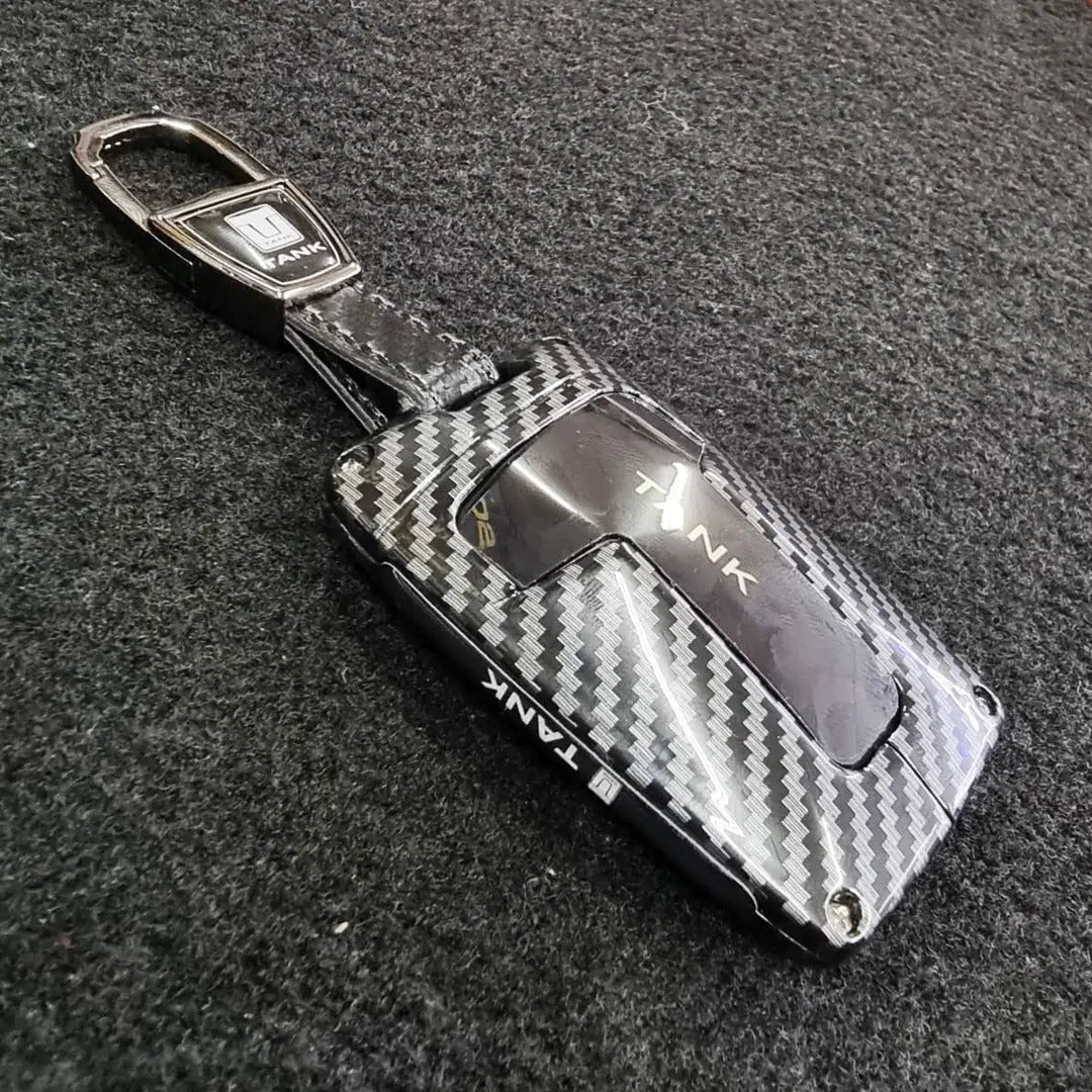 GWM Tank - Hard Shell Carbon-Look Metal Key Case Cover With Keyring