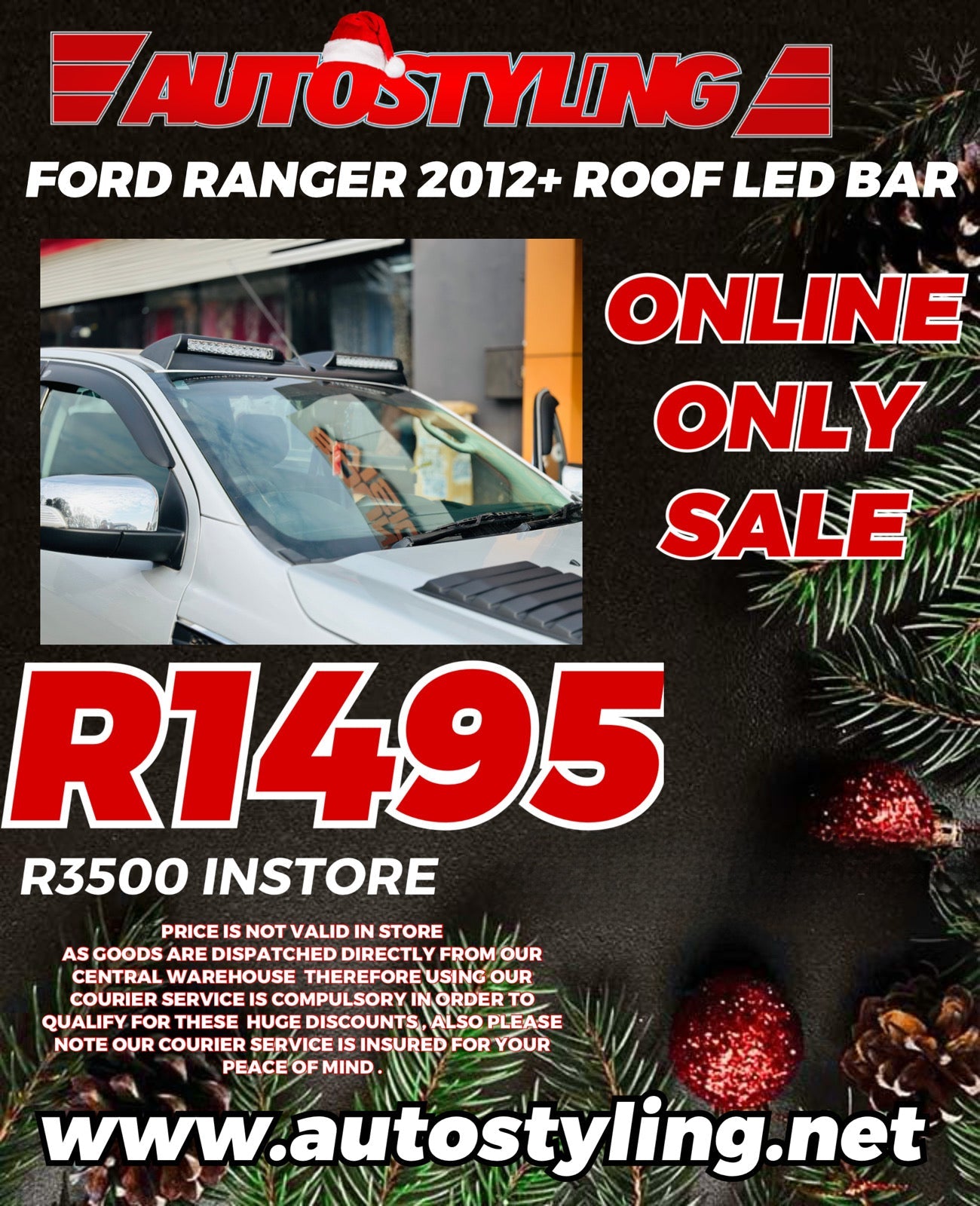 FORD RANGER 2012 - 2022 ROOF LED BAR WITH HOUSING