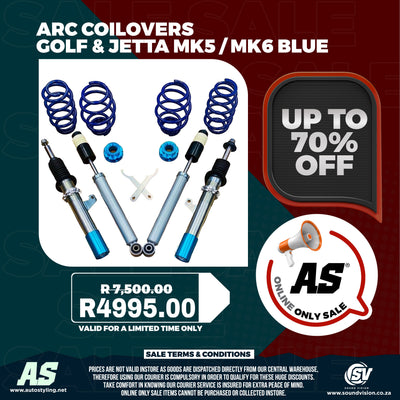 ARC COILOVERS VW GOLF & JETTA MK5 / MK6 & AUDI 8p  BLUE or yellow