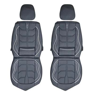 Universal Premium Luxury Car Seat Covers - Front & Rear Full Set (Black & White)