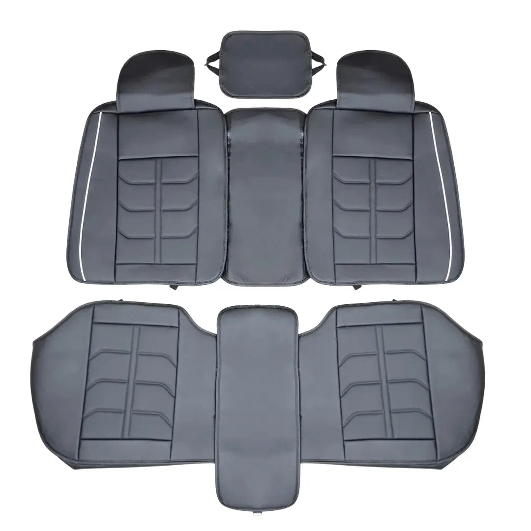 Universal Premium Luxury Car Seat Covers - Front & Rear Full Set (Black & White)