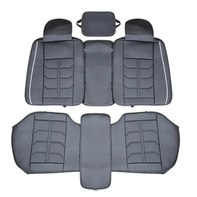 Universal Premium Luxury Car Seat Covers - Front & Rear Full Set (Black & White)