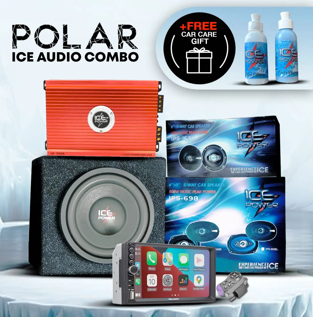 Ice Power Polar Audio Combo +FREE Car Care Kit