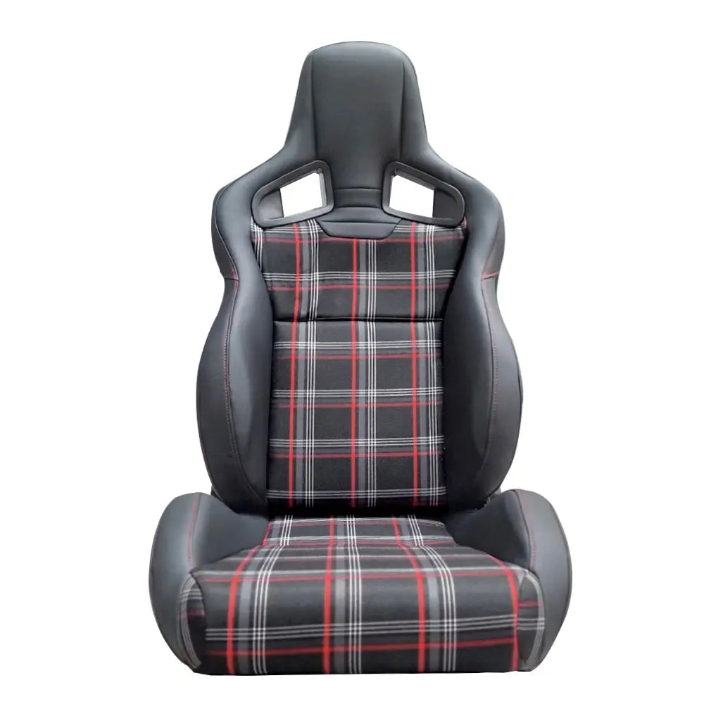 Premium Quality Wingback GTI Style Tartan Race Seats - Fibreglass Re-Inforced (Pair)