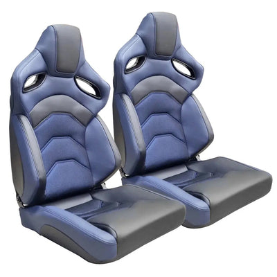 Premium Quality Reclinable Wingback Race Seats PVC + Cloth (Pair)