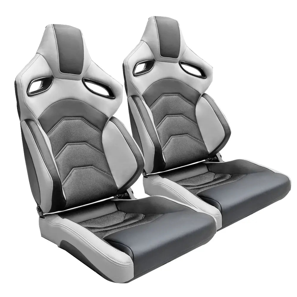 Premium Quality Reclinable Wingback Race Seats PVC + Cloth (Pair)
