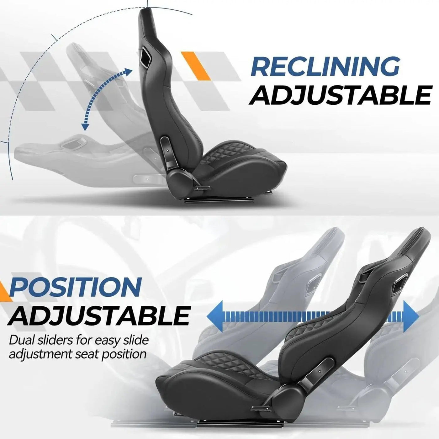 Reclinable Wingback Racing Seats PVC (Pair)