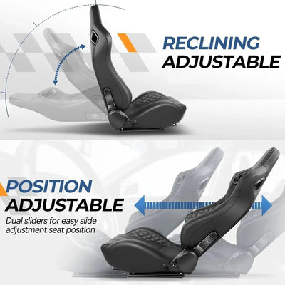 Reclinable Wingback Racing Seats PVC (Pair)