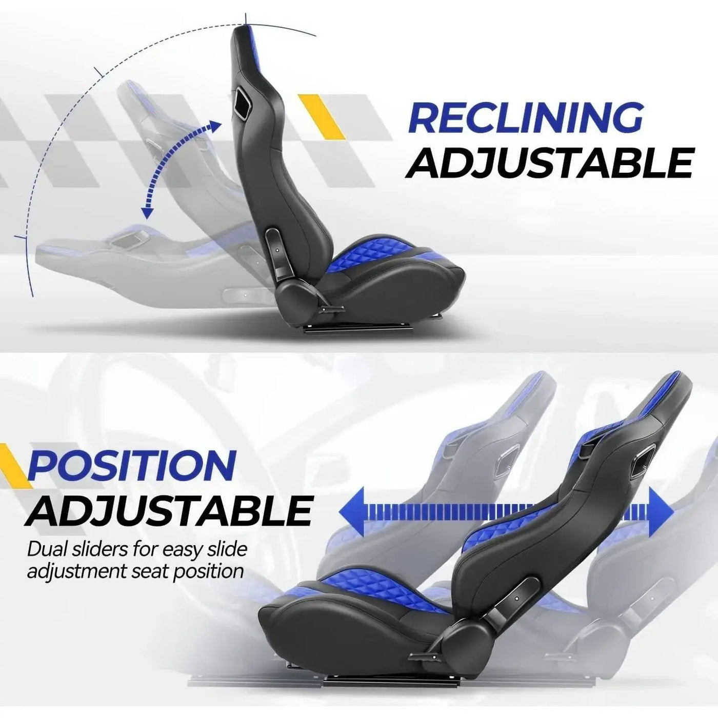 Reclinable Wingback Racing Seats PVC (Pair)