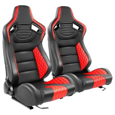 Reclinable Wingback Racing Seats PVC (Pair)