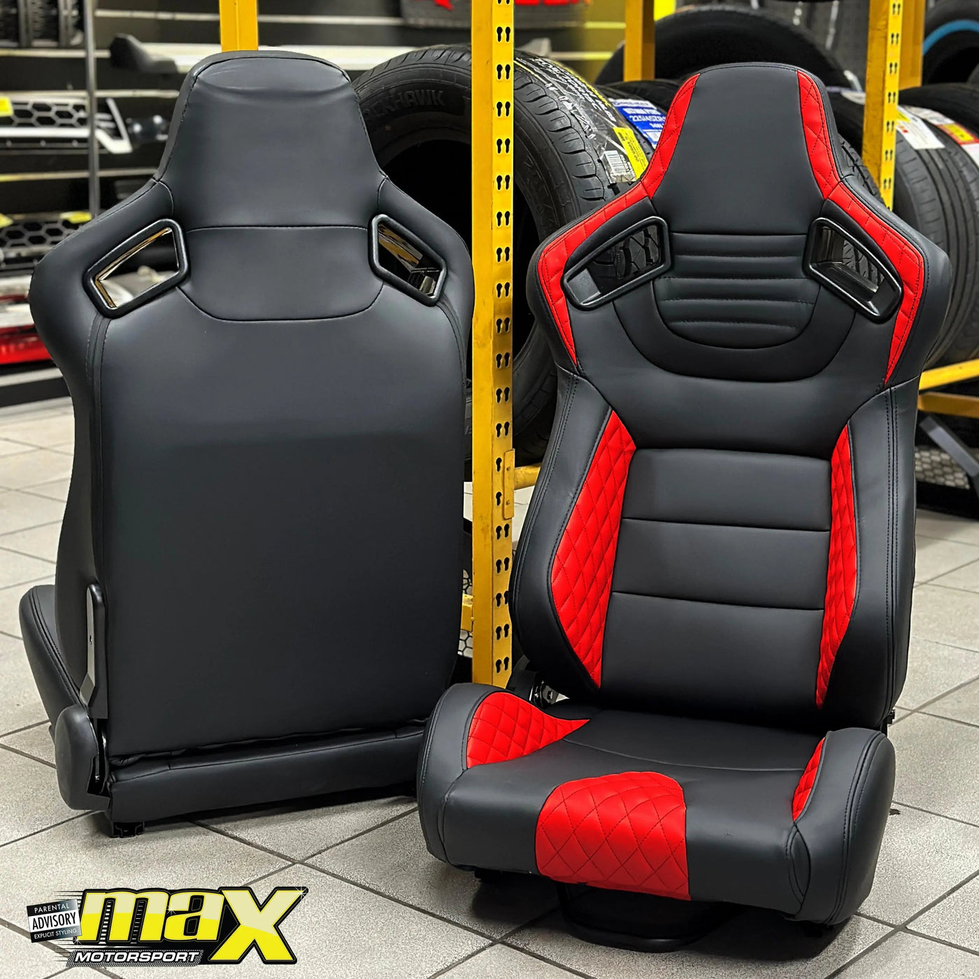 Reclinable Wingback Racing Seats PVC (Pair)