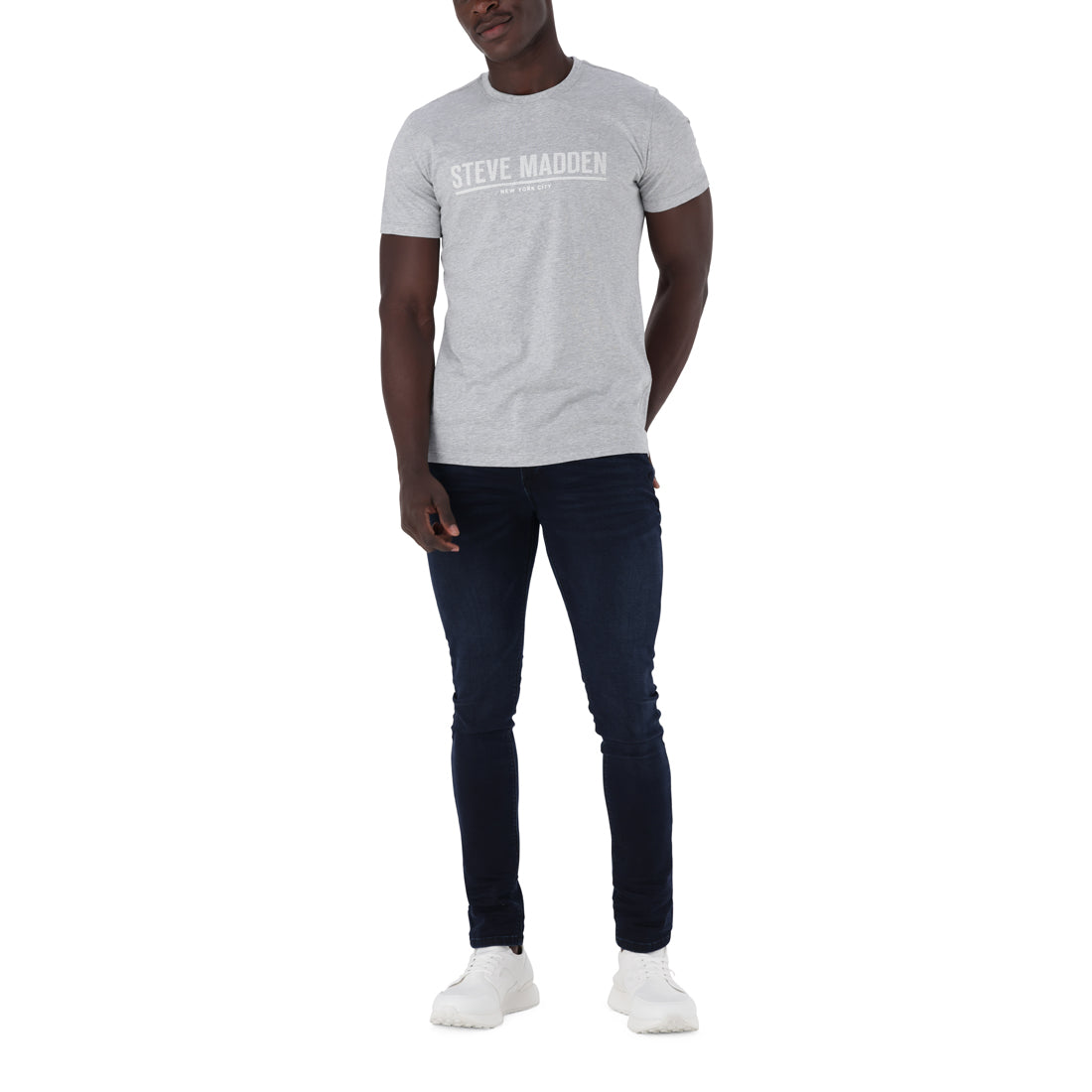 HARRISON CREW NECK LOGO TEE GREY MELANGE