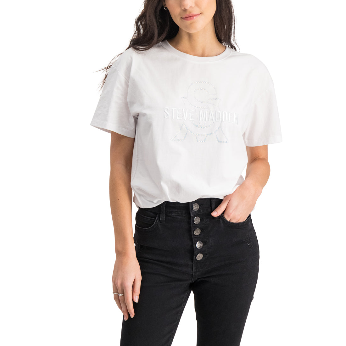 MADISON LADIES KNITTED T-SHIRT WHITE