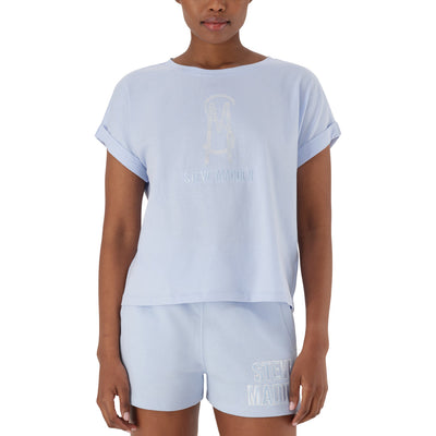 SOPHIA BOXY CRYSTAL LOGO TEE SORBET BLUE