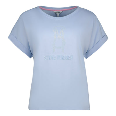 SOPHIA BOXY CRYSTAL LOGO TEE SORBET BLUE