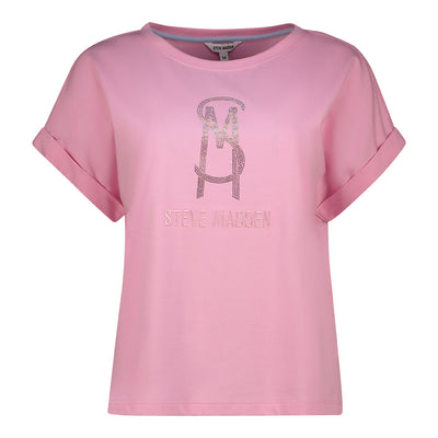 SOPHIA BOXY CRYSTAL LOGO TEE SORBET PINK