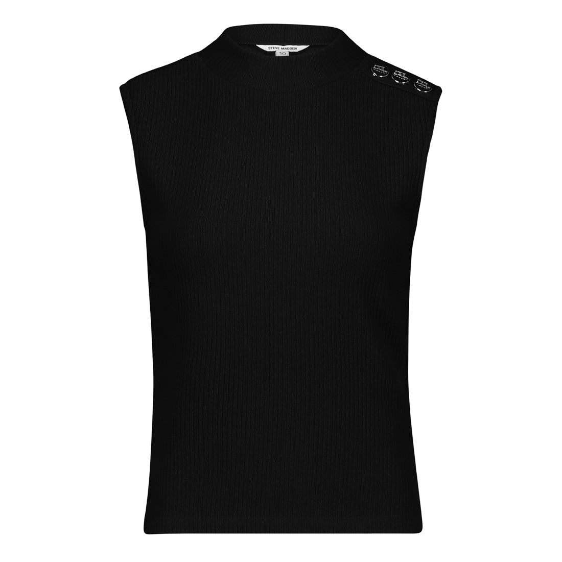 GRACIE TURTLE NECK TOP WITH POPPERS BLACK