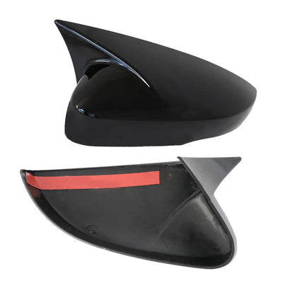 Suitable To Fit - VW Polo 6 Gloss Black Wing Style Stick-On Mirror Covers (10-On)