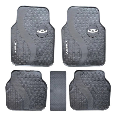 Suitable To Fit - Cherry 5-Piece Rubber Car Mats (White)