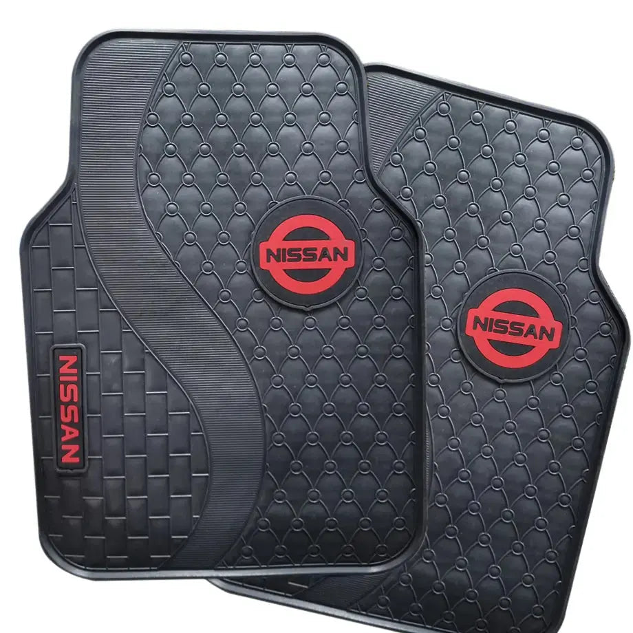 Suitable To Fit - Nissan 5-Piece Rubber Car Mats (Red)