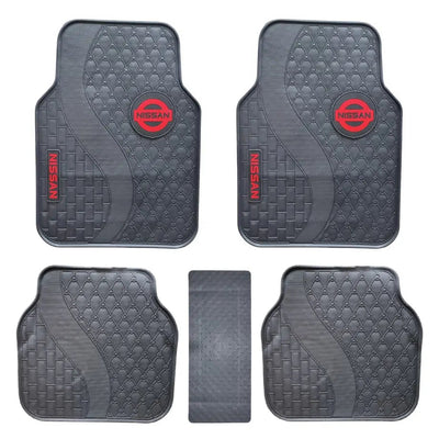 Suitable To Fit - Nissan 5-Piece Rubber Car Mats (Red)