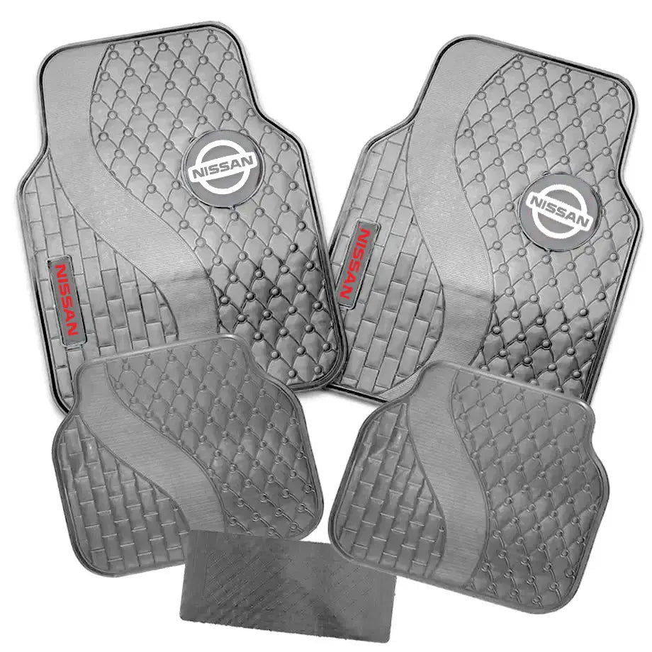 Suitable To Fit - Nissan 5-Piece Rubber Car Mats (White)