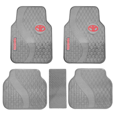 Suitable To Fit - Toyota 5-Piece Rubber Car Mats (Red)