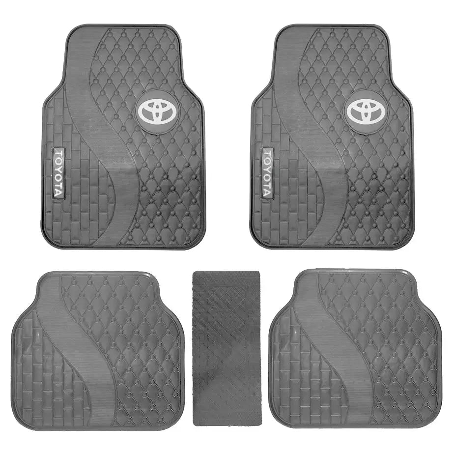 Suitable To Fit - Toyota 5-Piece Rubber Car Mats (White)