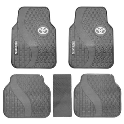 Suitable To Fit - Toyota 5-Piece Rubber Car Mats (White)