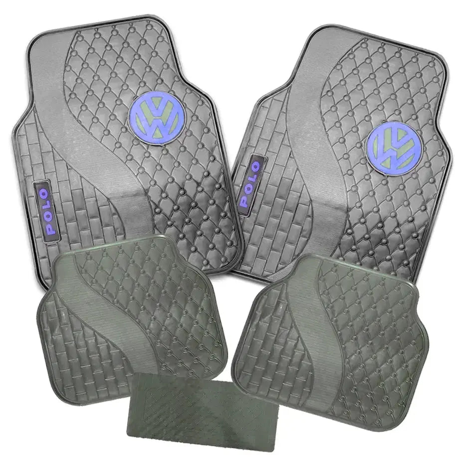 Suitable To Fit - VW Polo 5-Piece Rubber Car Mats (Blue)