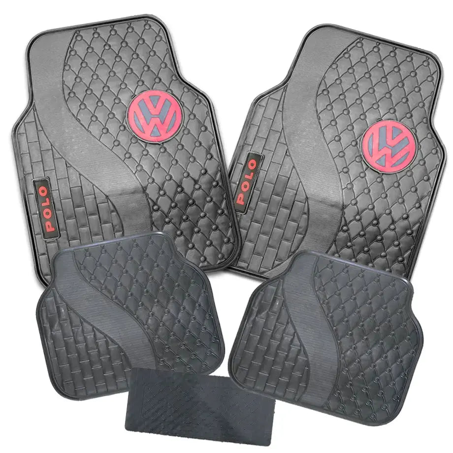 Suitable To Fit - VW Polo 5-Piece Rubber Car Mats (Red)