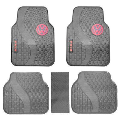Suitable To Fit - VW Polo 5-Piece Rubber Car Mats (Red)