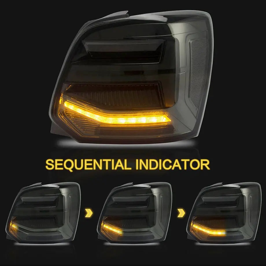 Suitable To Fit - VW Polo 6R Smoked Black LED Sequential Taillight