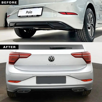 Suitable To Fit - VW Polo 8 Life (23-On) Matte Black R-Line Style Rear Diffuser