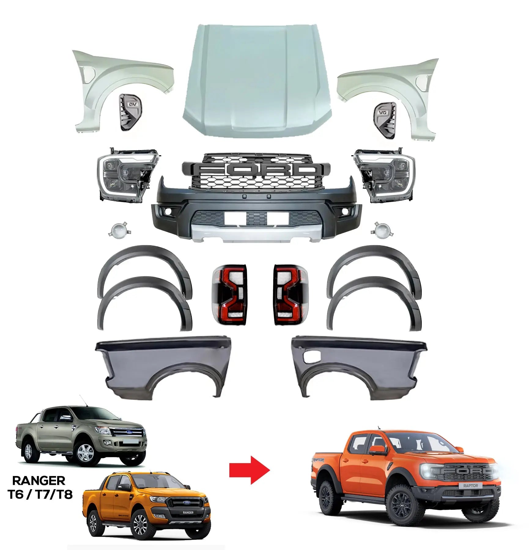 97 Ranger With Raptor Body Kit Ranger Next Gen Raptor Style Conversion Body Kit - To Fit Ranger T6 ...