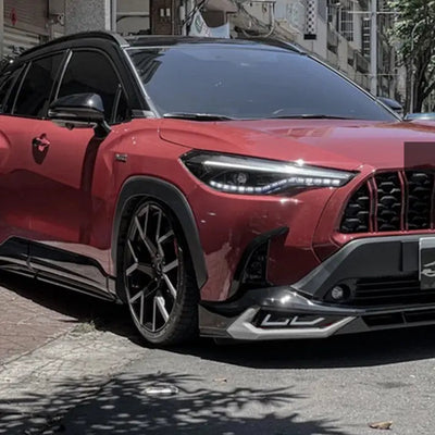 Toyota Corolla Cross (21-On) GR Sport Style 3-Piece Gloss Black DRL LED Front Spoiler