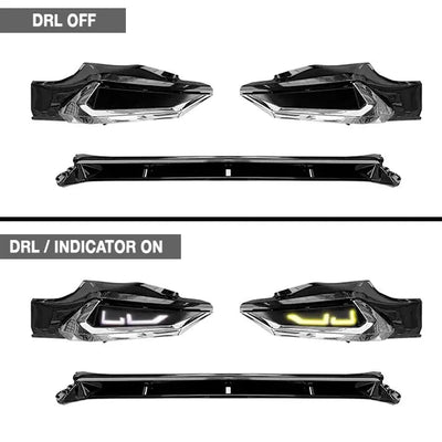 Toyota Corolla Cross (21-On) GR Sport Style 3-Piece Gloss Black DRL LED Front Spoiler