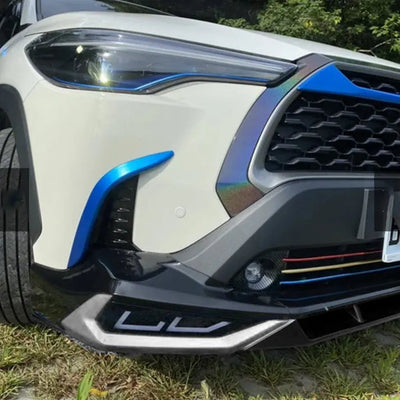 Toyota Corolla Cross (21-On) GR Sport Style 3-Piece Gloss Black DRL LED Front Spoiler