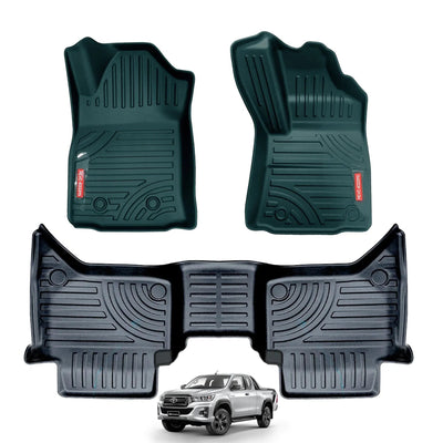 Toyota Hilux (15-On) Double-Cab Moulded TPE Rubber Floor Mats (3-Piece)
