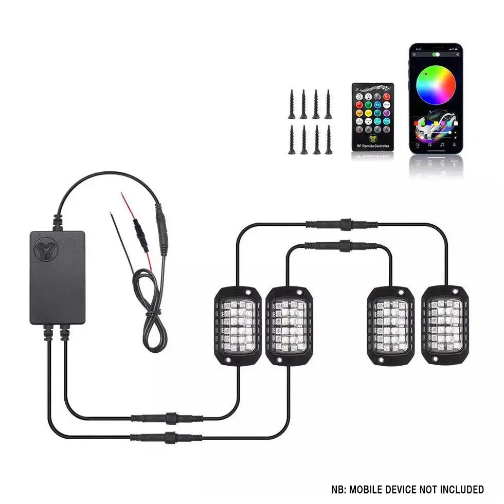 Universal 4 Pod RGB App Controlled LED Rock Lights