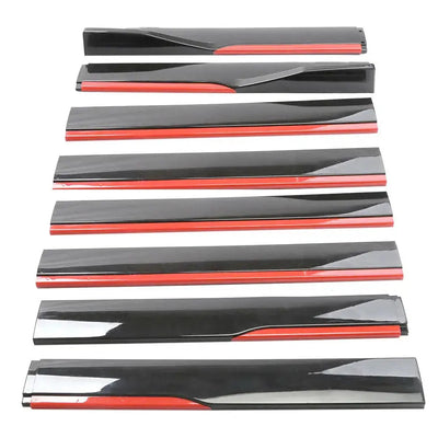 Universal 8-Piece Gloss Black With Red Trim Side Skirts Extensions