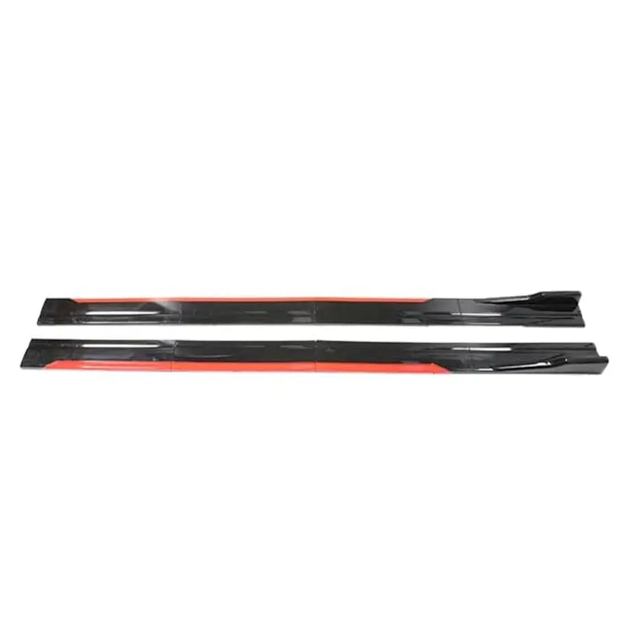 Universal 8-Piece Gloss Black With Red Trim Side Skirts Extensions