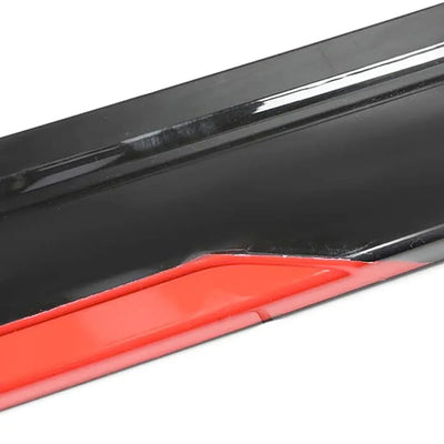 Universal 8-Piece Gloss Black With Red Trim Side Skirts Extensions