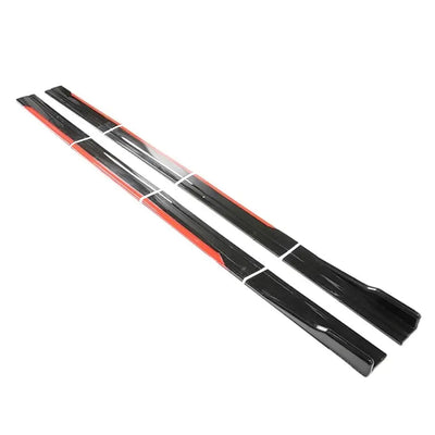 Universal 8-Piece Gloss Black With Red Trim Side Skirts Extensions